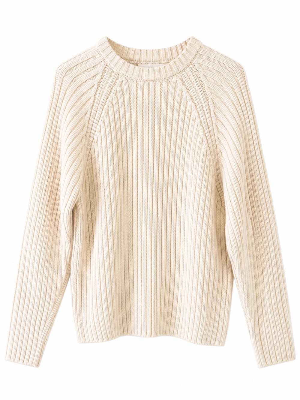 H&M Cream Ribbed Crewneck Sweater